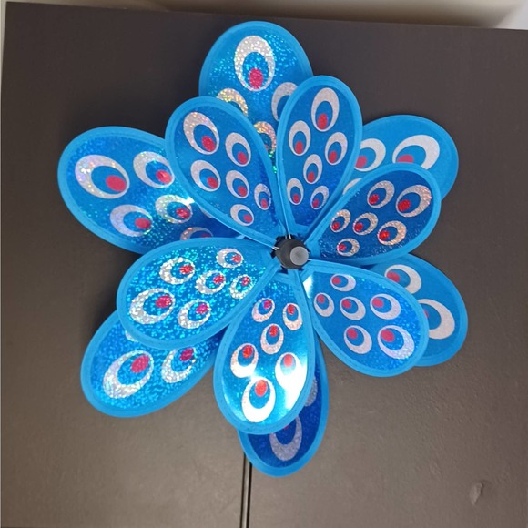 Yard Spinner NEW 3D LARGE Double Petal Wind with Stake Flower is 15 Inches Wide! - Picture 9 of 10